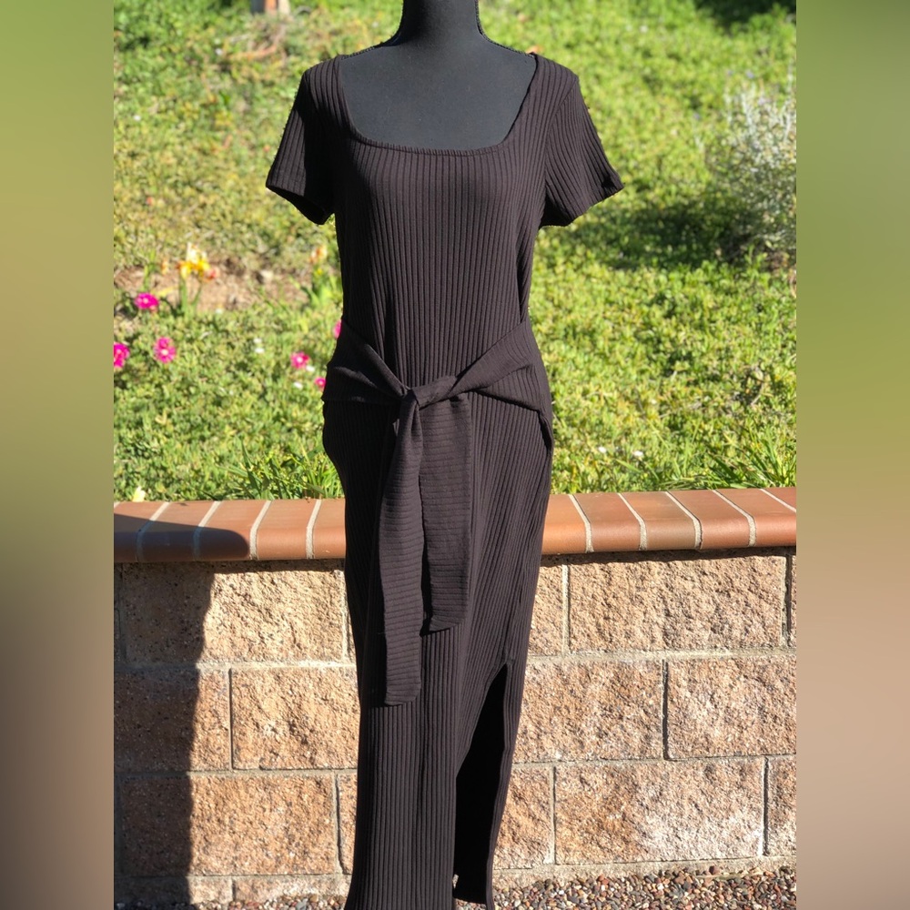 Topshop Women’s Black Ribbed Dress